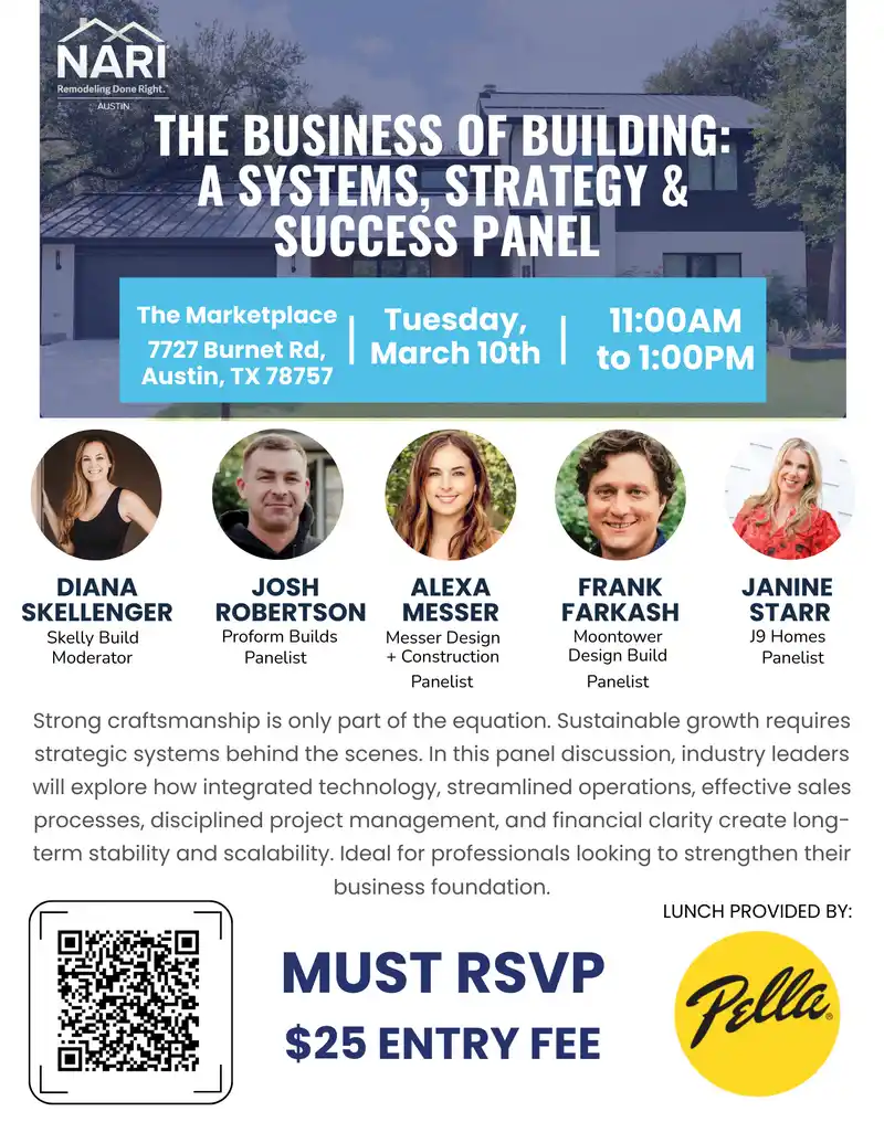 Proform Builds Austin Event THE BUSINESS OF BUILDING: SYSTEMS, STRATEGY & SUCCESS.